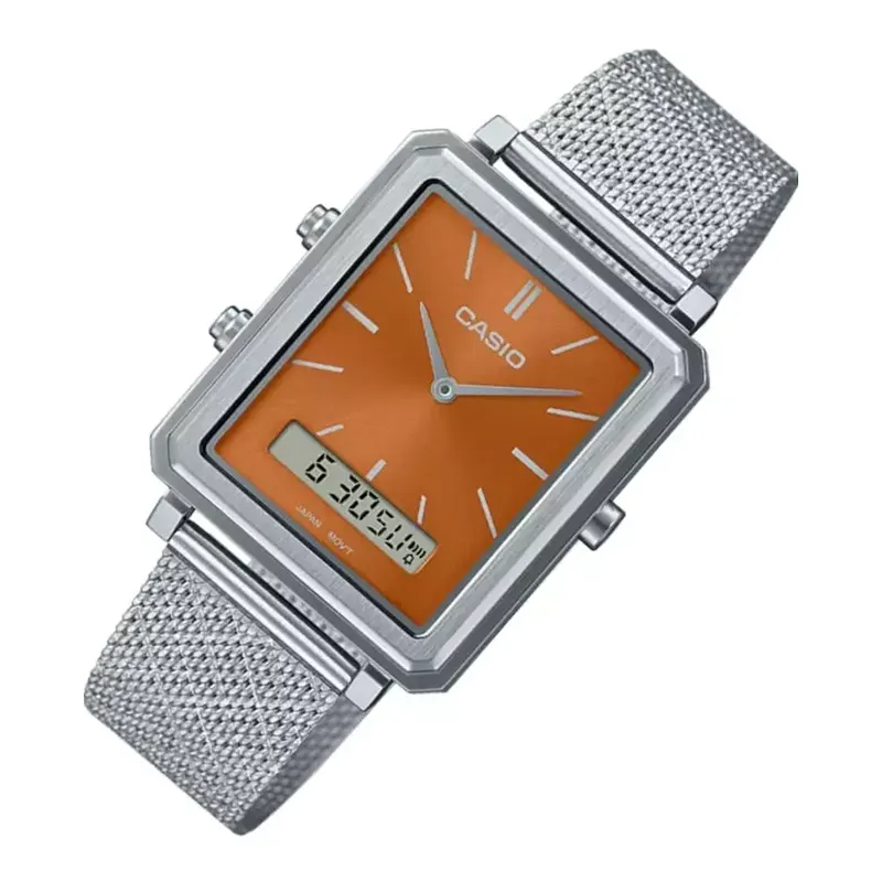 Casio Enticer Dual Time Tiger Orange Dial Watch | MTP-B205M-5E